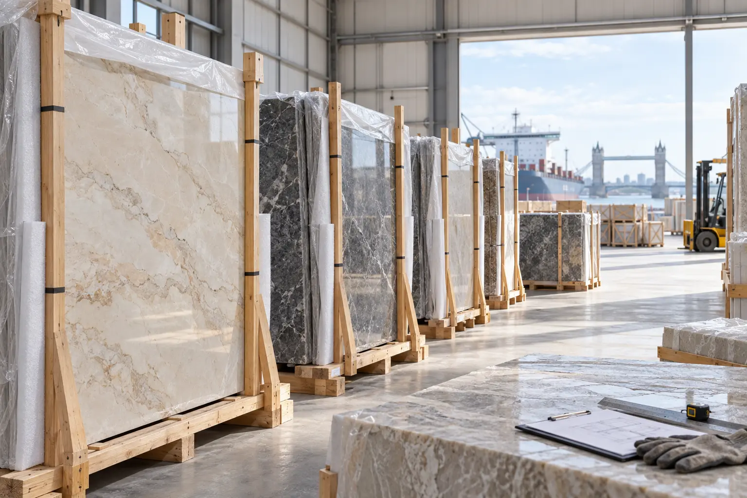 Natural stone prepared for UK delivery